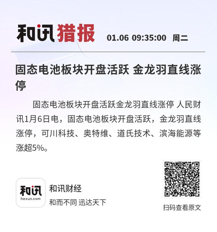 金龙羽：公司2021年投资新能源固态电池项目，目前中试进展顺利，部分固液电池产品经专业检测合格