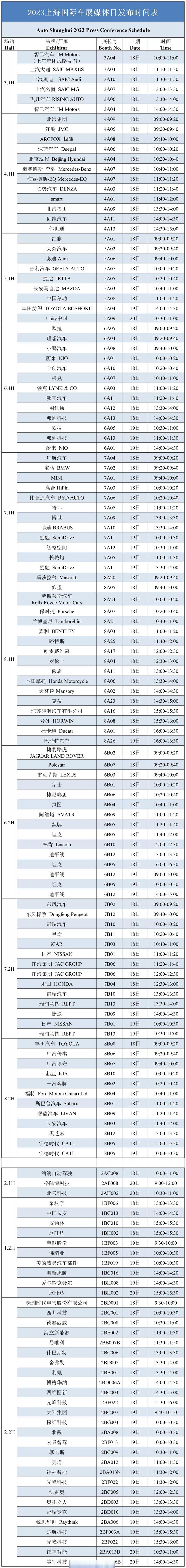 上海车展时间（上海车展时间表最新）